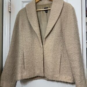 Eileen Fisher Cream Bouclé Shawl Collar Jacket